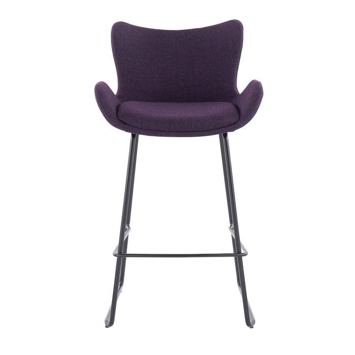 LumiSource Tara Counter Stool, Set of 2, Black/Purple Noise