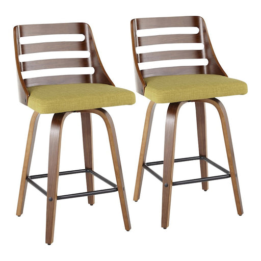 LumiSource Trevi 26'' Counter Stool, Set/2, WAL/GR/BK - B26-TREVI2-SWVXWLGN2