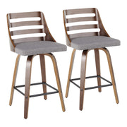 LumiSource Trevi Counter Stool, Set/2, Walnut/Grey/Black - B26-TREVI2-SWVXWLGY2