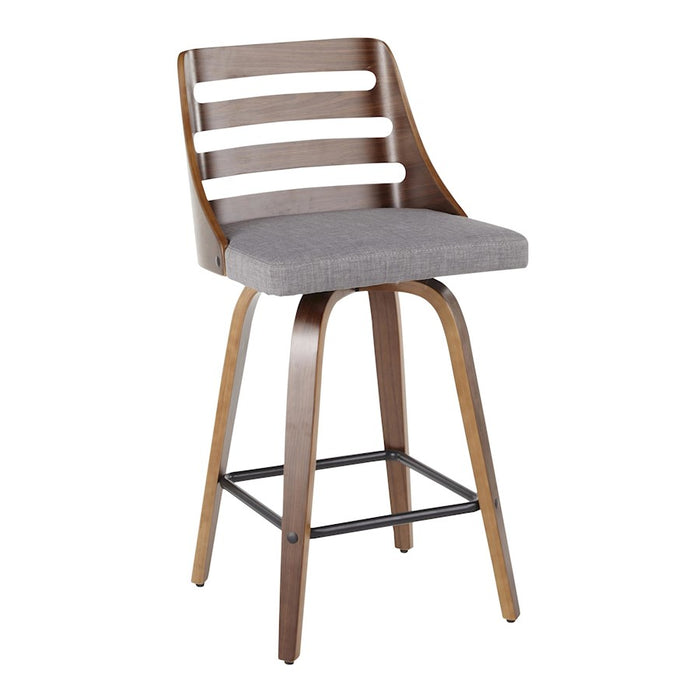 LumiSource Trevi Counter Stool, Set of 2, Walnut/Grey/Black