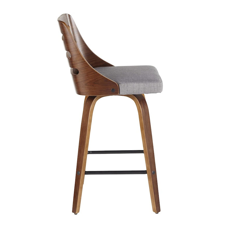 LumiSource Trevi Counter Stool, Set of 2, Walnut/Grey/Black