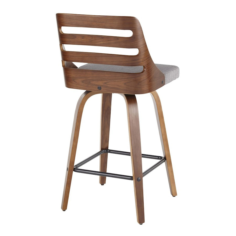 LumiSource Trevi Counter Stool, Set of 2, Walnut/Grey/Black