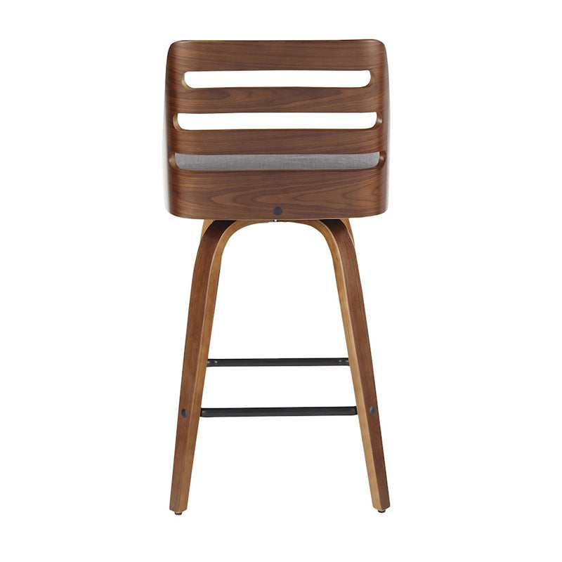 LumiSource Trevi Counter Stool, Set of 2, Walnut/Grey/Black