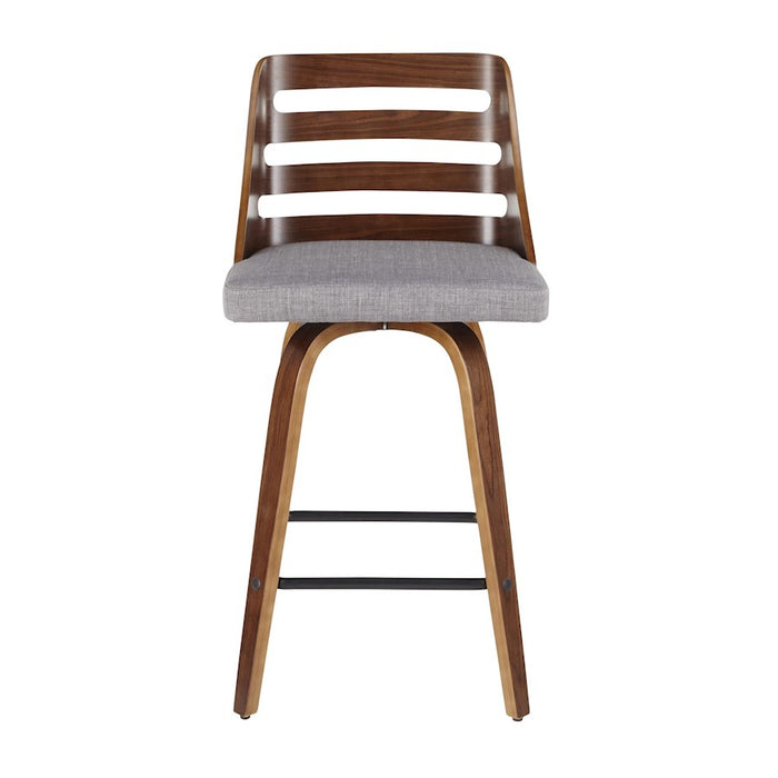 LumiSource Trevi Counter Stool, Set of 2, Walnut/Grey/Black