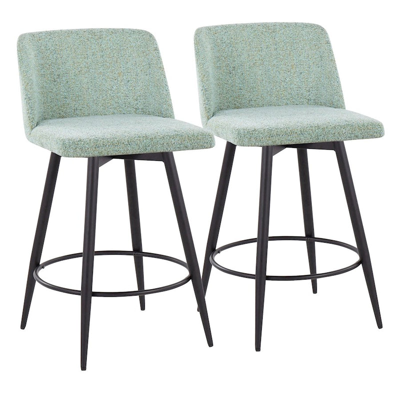 LumiSource Toriano 26" Rd Counter Stool, Set/2, GR/BK - B26-TRNO-55TPRZQ2BKLGN2