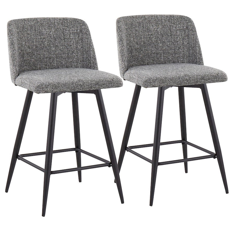LumiSource Toriano 26" SQ Counter Stool, Set/2, GYN/BK - B26-TRNO-55TPRZX2BKNGY2
