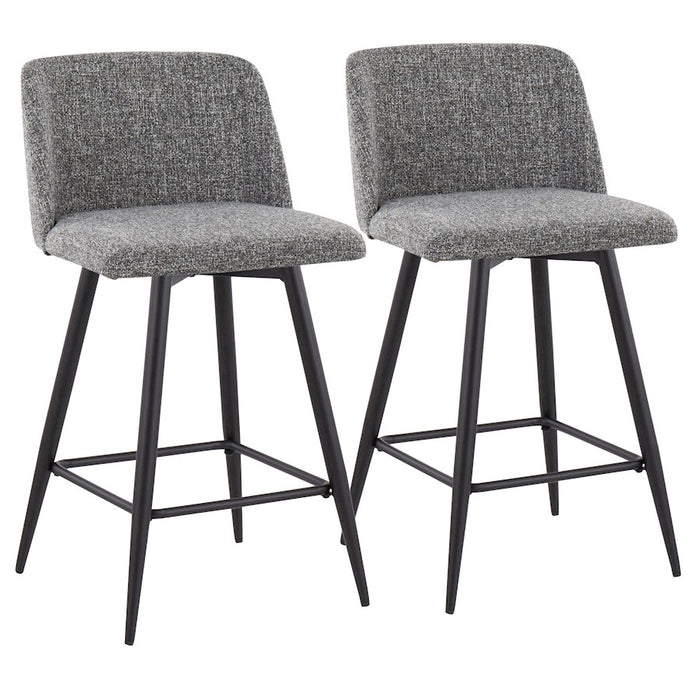 LumiSource Toriano 26" SQ Counter Stool, Set/2, GYN/BK - B26-TRNO-55TPRZX2BKNGY2