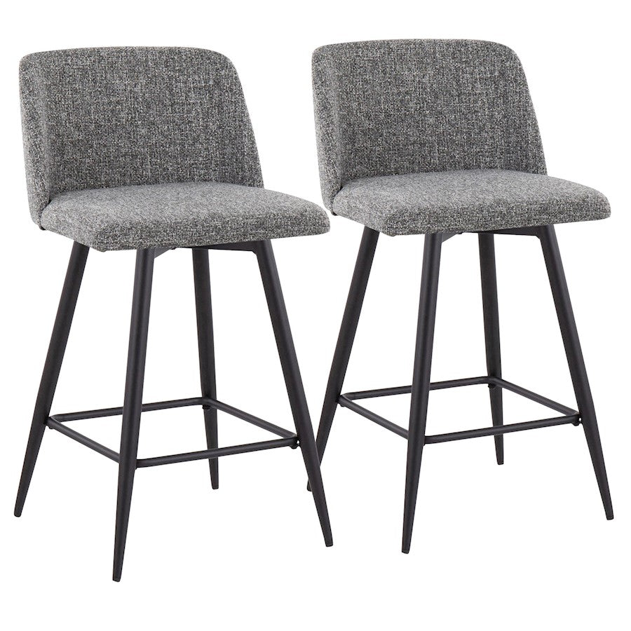 LumiSource Toriano 26" SQ Counter Stool, Set/2, GYN/BK - B26-TRNO-55TPRZX2BKNGY2