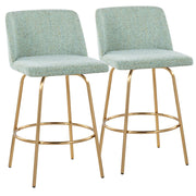 LumiSource Toriano 26" Counter Stool, Set/2, Green/Gold - B26-TRNO-CLARZG2AULGN2