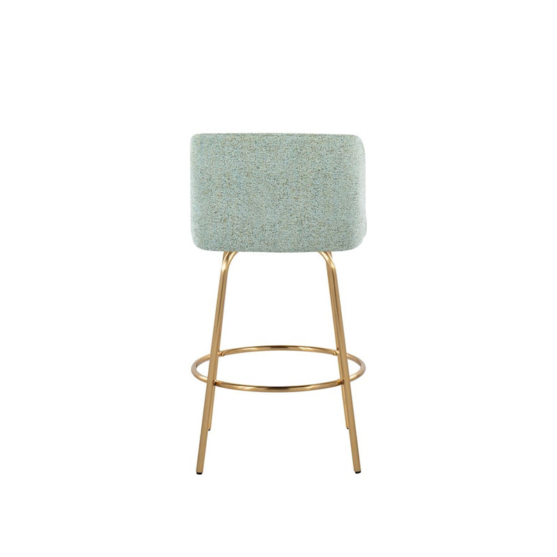 LumiSource Toriano 26" Counter Stool, Set/2, Green/Gold