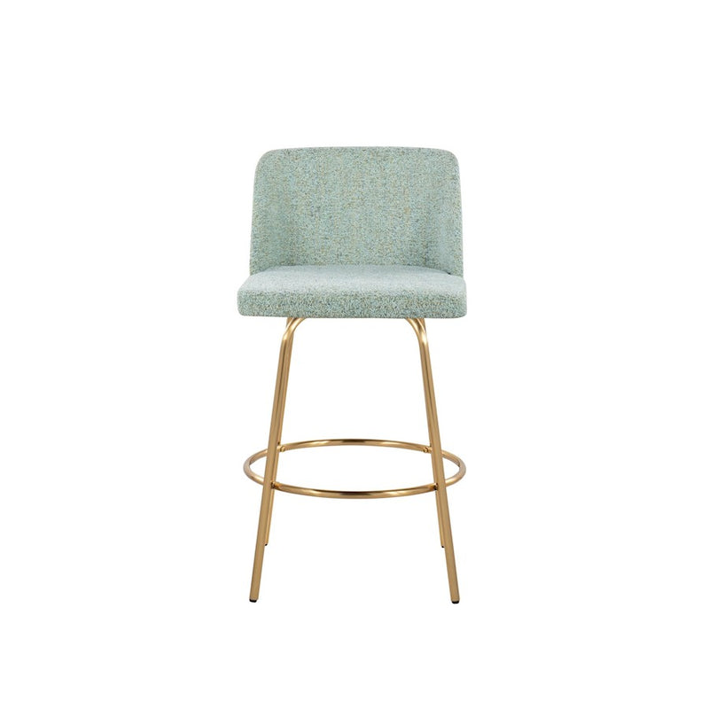 LumiSource Toriano 26" Counter Stool, Set/2, Green/Gold