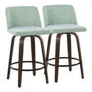 LumiSource Toriano 26" Counter Stool, Set/2, WAL/GR/BK - B26-TRNO-GRTZQ2BNLGN2