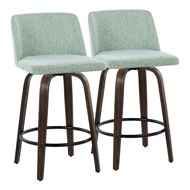 LumiSource Toriano 26" Counter Stool, Set/2, WAL/GR/BK - B26-TRNO-GRTZQ2BNLGN2