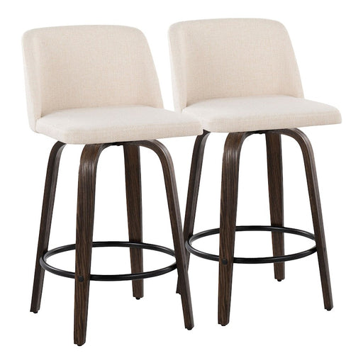 LumiSource Toriano 26" Counter Stool, Set/2, WAL/CRN/BK - B26-TRNO-GRTZQ2BNNCR2