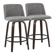 LumiSource Toriano 26" Counter Stool, Set/2, WAL/GYN/BK - B26-TRNO-GRTZQ2BNNGY2