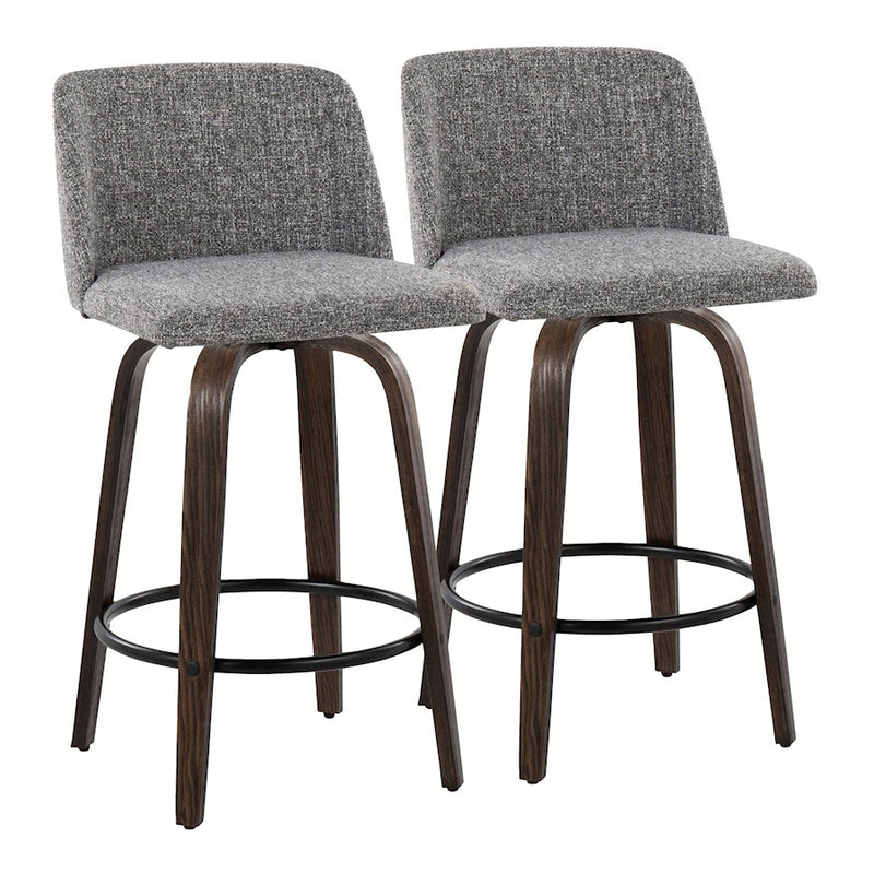 LumiSource Toriano 26" Counter Stool, Set/2, WAL/GYN/BK - B26-TRNO-GRTZQ2BNNGY2