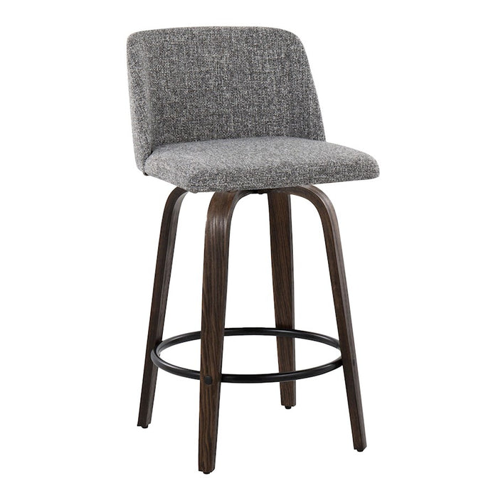 LumiSource Toriano 26" Counter Stool, Set/2, WAL/GYN/BK