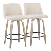 LumiSource Toriano 26" Counter Stool, Set/2, GYN/CR/BK - B26-TRNO-GRTZQ2LGYNCR2