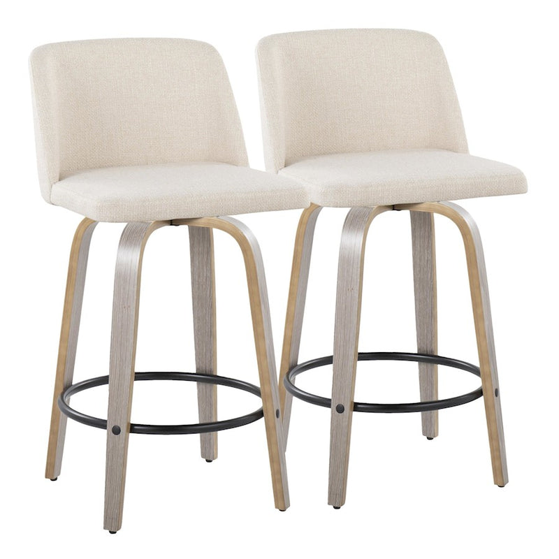 LumiSource Toriano 26" Counter Stool, Set/2, GYN/CR/BK - B26-TRNO-GRTZQ2LGYNCR2