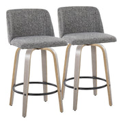 LumiSource Toriano 26" Counter Stool, Set/2, GYN/BK - B26-TRNO-GRTZQ2LGYNGY2