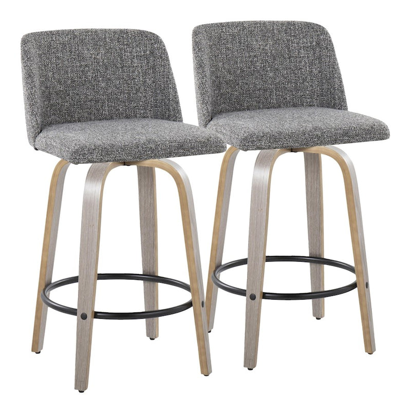 LumiSource Toriano 26" Counter Stool, Set/2, GYN/BK - B26-TRNO-GRTZQ2LGYNGY2