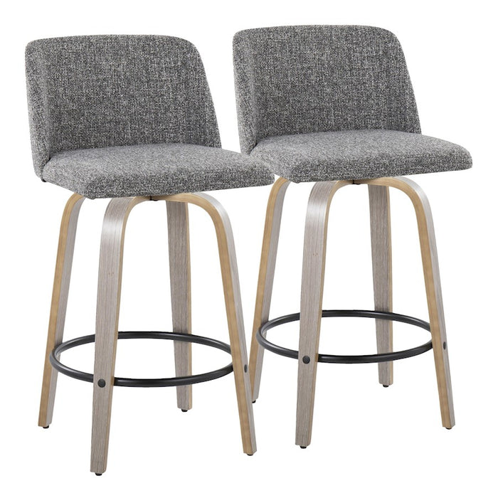 LumiSource Toriano 26" Counter Stool, Set/2, GYN/BK - B26-TRNO-GRTZQ2LGYNGY2