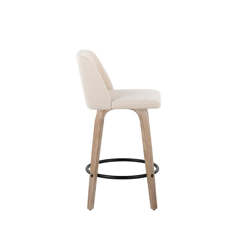 LumiSource Toriano 26" Counter Stool, Set/2, WH/CRN/BK