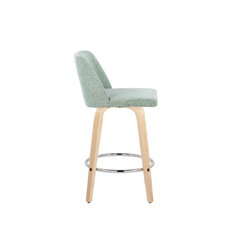 LumiSource Toriano 26" Counter Stool, Set/2, NAT/GR/CH