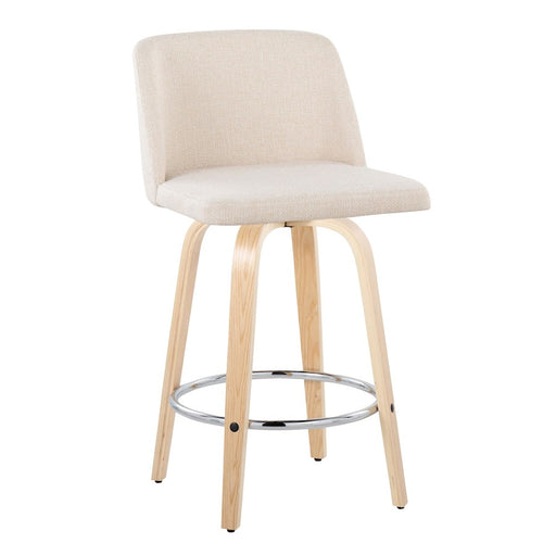 LumiSource Toriano 26" Counter Stool, Set/2, NAT/CRN/CH