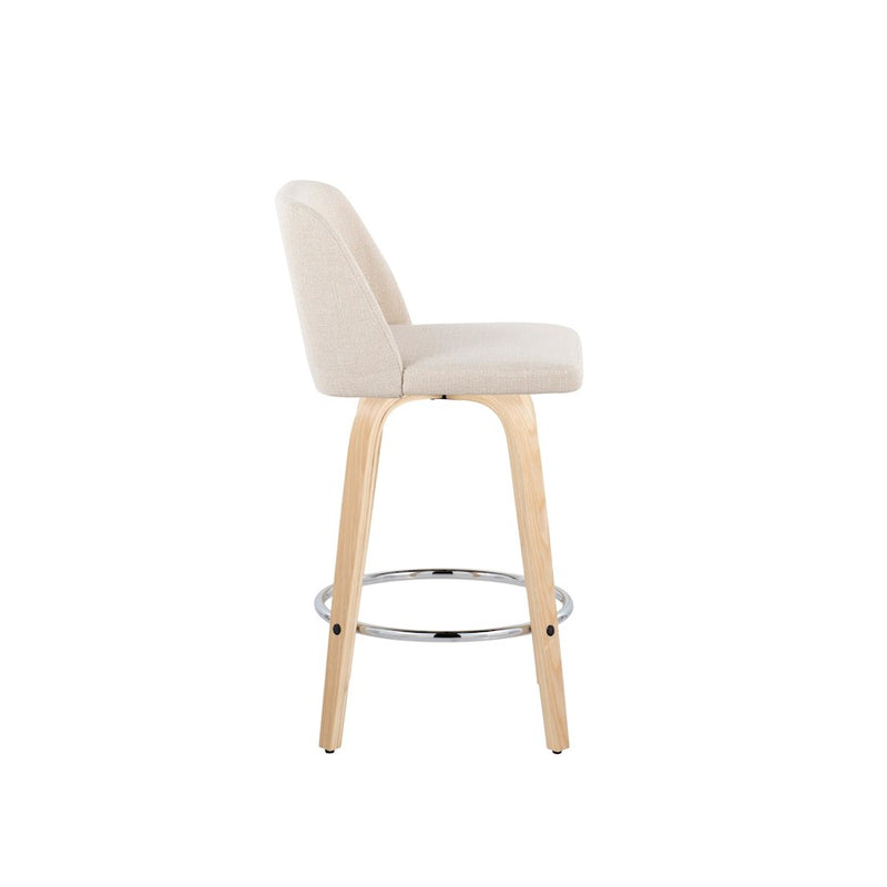 LumiSource Toriano 26" Counter Stool, Set/2, NAT/CRN/CH