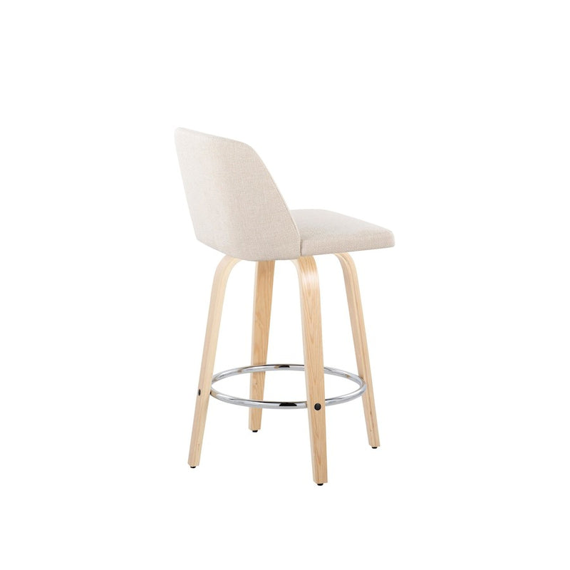 LumiSource Toriano 26" Counter Stool, Set/2, NAT/CRN/CH