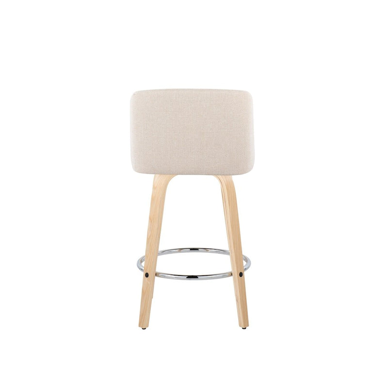 LumiSource Toriano 26" Counter Stool, Set/2, NAT/CRN/CH
