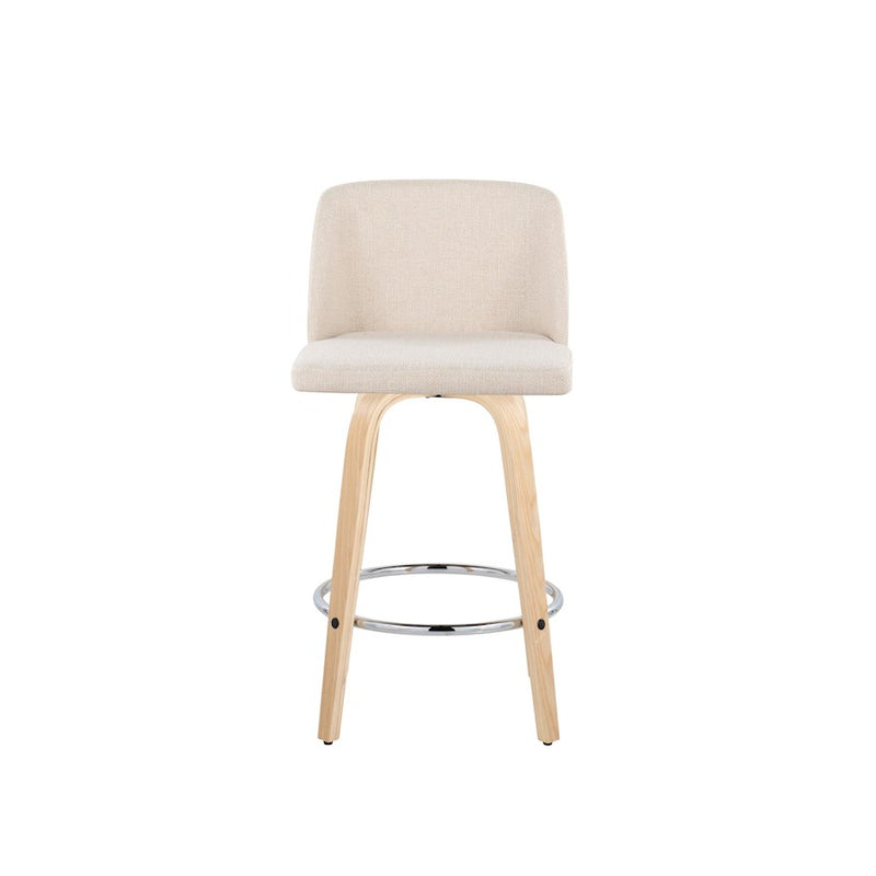 LumiSource Toriano 26" Counter Stool, Set/2, NAT/CRN/CH
