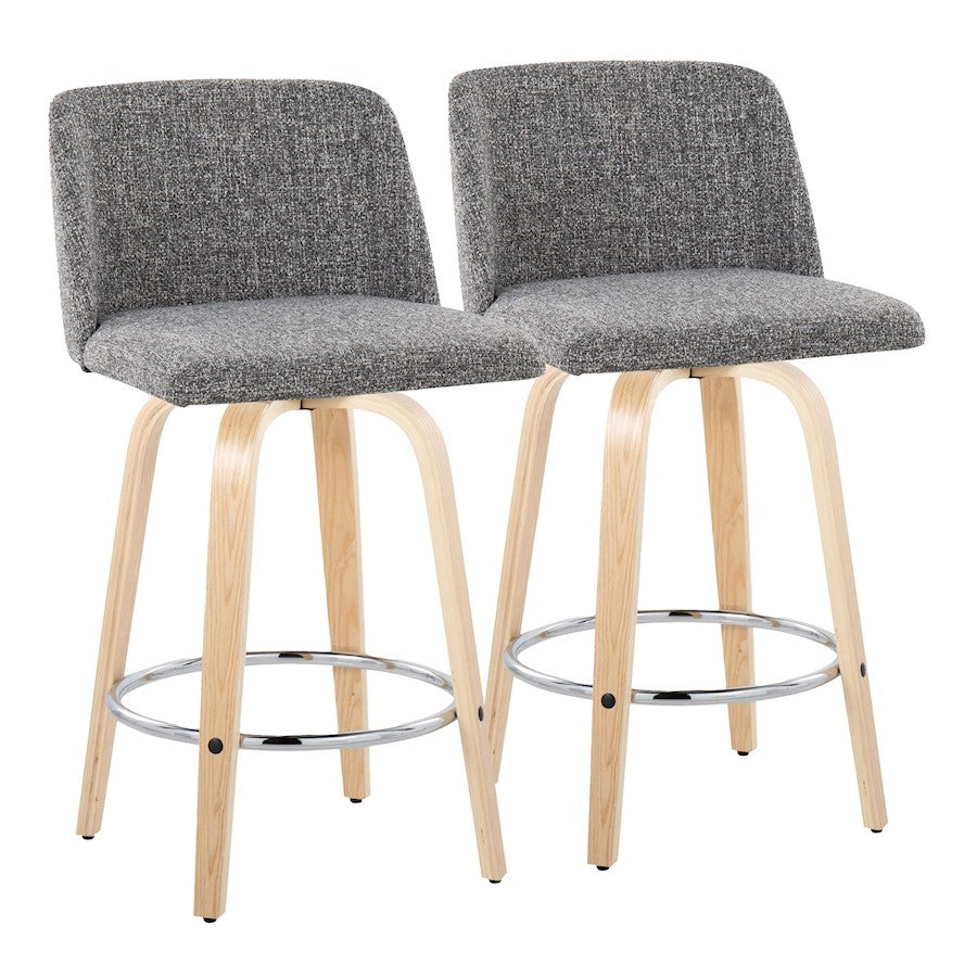 LumiSource Toriano 26" Counter Stool, Set/2, NAT/GYN/CH - B26-TRNO-GRTZR2NANGY2