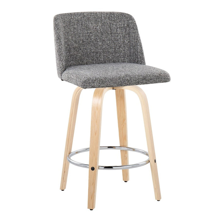 LumiSource Toriano 26" Counter Stool, Set/2, NAT/GYN/CH