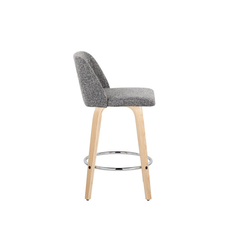 LumiSource Toriano 26" Counter Stool, Set/2, NAT/GYN/CH