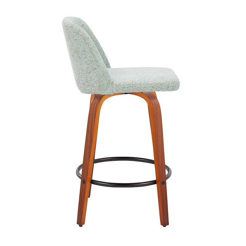 LumiSource Toriano Counter Stool, Set of 2, Walnut/Green/Black
