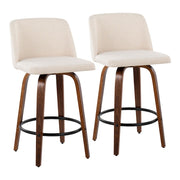 LumiSource Toriano Counter Stool, Set/2, Wal/CM Noise/BK - B26-TRNO-SWVQ2WLNCR2