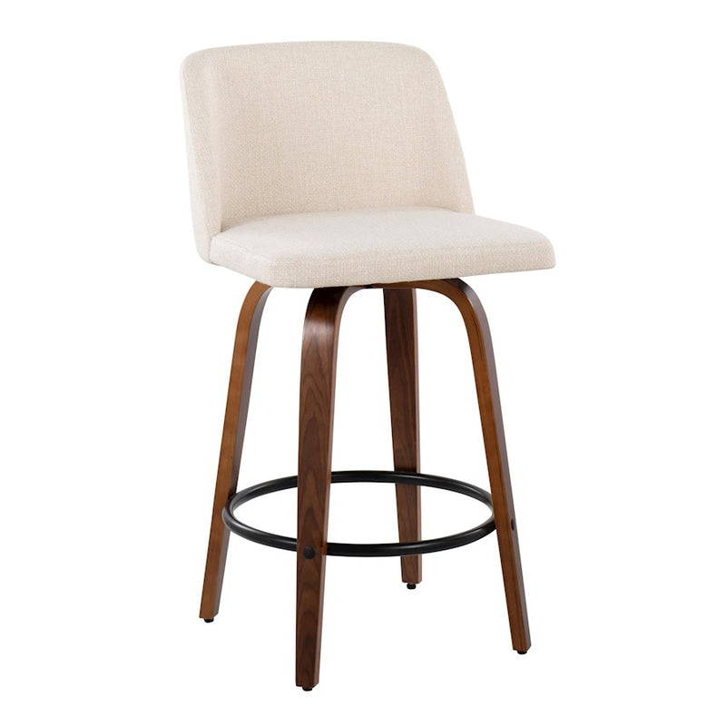 LumiSource Toriano Counter Stool, Set of 2, Wal/CM Noise/Black