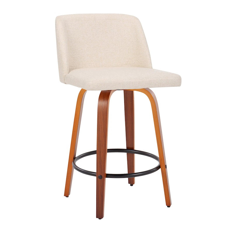 LumiSource Toriano Counter Stool, Set of 2, Wal/CM Noise/Black