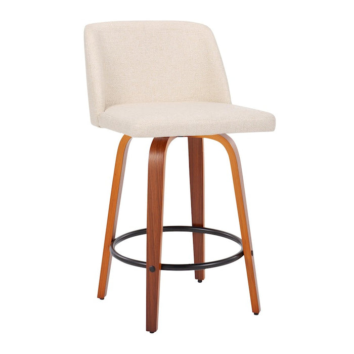 LumiSource Toriano Counter Stool, Set of 2, Wal/CM Noise/Black