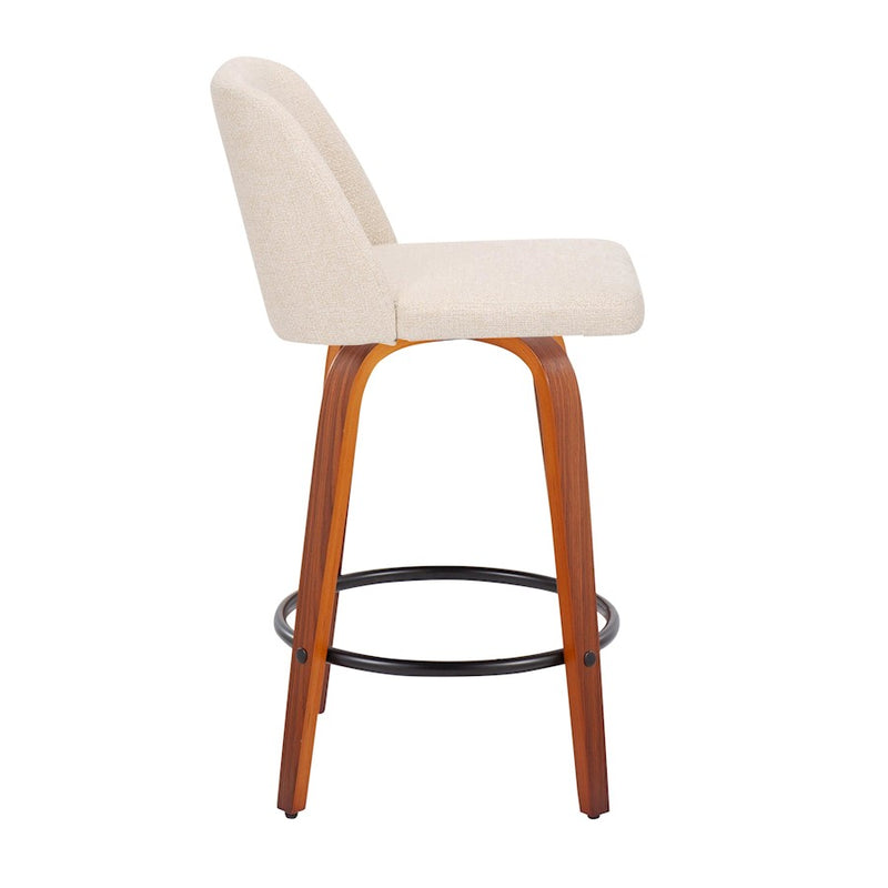 LumiSource Toriano Counter Stool, Set of 2, Wal/CM Noise/Black