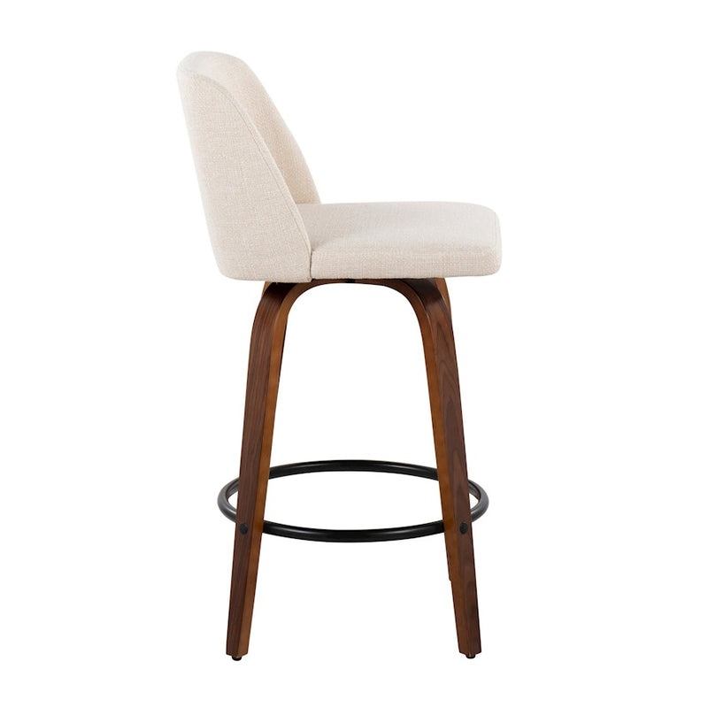 LumiSource Toriano Counter Stool, Set of 2, Wal/CM Noise/Black