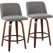 LumiSource Toriano Counter Stool, Set/2, Wal/GY Noise/BK - B26-TRNO-SWVQ2WLNGY2