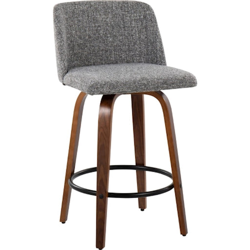 LumiSource Toriano Counter Stool, Set of 2, Wal/GY Noise/Black