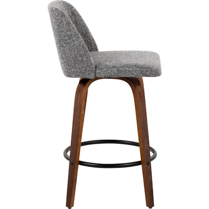 LumiSource Toriano Counter Stool, Set of 2, Wal/GY Noise/Black