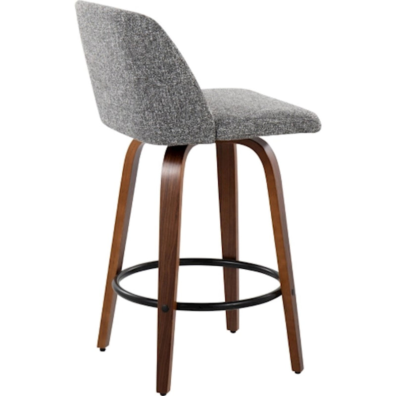 LumiSource Toriano Counter Stool, Set of 2, Wal/GY Noise/Black