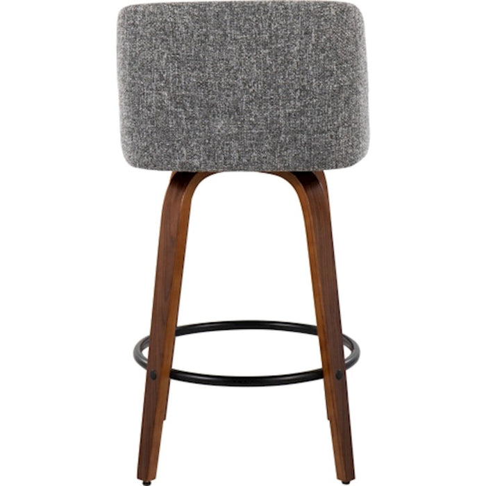 LumiSource Toriano Counter Stool, Set of 2, Wal/GY Noise/Black