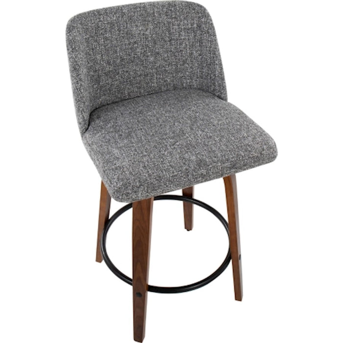 LumiSource Toriano Counter Stool, Set of 2, Wal/GY Noise/Black