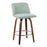 LumiSource Toriano Counter Stool, Set of 2, Walnut/Green/Chrome